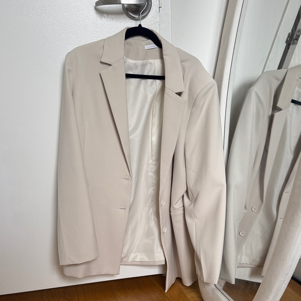 Oversized Charcoal Clothing Cream Blazer